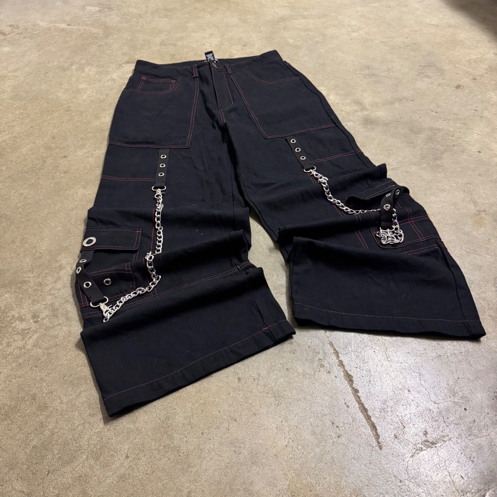 Hot Topic Rave Pants Mens 34 Black Tripp NYC Chain Wide Leg